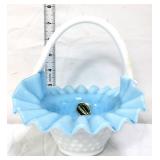 Kanawha blue/white cased hobnail basket