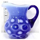 Fenton cobalt opalescent coin dot 5in pitcher