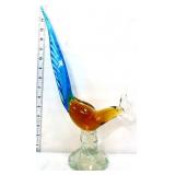 Vntg 15in art glass pheasant figure