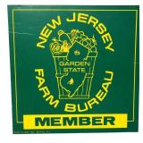 Vtg metal 11.25x11.25 Farm Bureau New Jersey sign