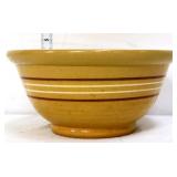 Vntg 8in yellowware mixing bowl w/ stripe