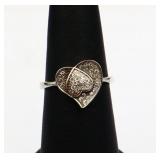 Sterling white sapphire heart ring, lab created