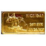1 troy ounce Michigan state silver bar