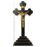 Black 19in crucifix w/ wood base