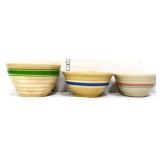 Lot of 3 vintage stripe stone mixing bowls see pic