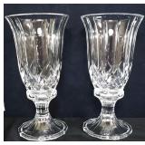 Pair lead crystal 2 piece hurricane lamps