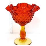 Fenton amberina hobnail open compote