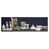 Mixed estate clear glass lot, inc eagle pitcher