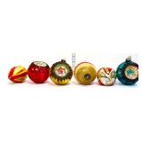 Lot of 7 vintage glass Christmas ornamements