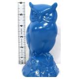 Fenton blue satin 6in owl figure