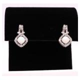 PAIR FIRE OPAL EARRINGS, LAB CREATED