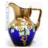 Vintage cobalt cream pitcher w/ gold edges