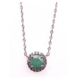 ROUND CUT EMERALD NECKLACE, LAB CREATED