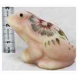 Fenton burmese frog with forget me not flower