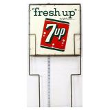 Vntg 14x14 7Up sign w/ frame, 14.75x31 overall