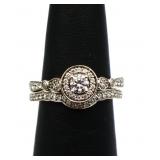 Sterling white sapphire wedding set, lab created