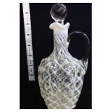Vntg white opalescent bubble lattice cruet