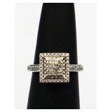 Sterling white sapphire square ring, lab created