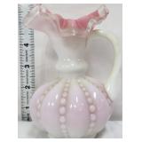 Fenton peach crest beaded melon pitcher