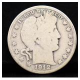 1912D barber half dollar