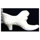 Fenton milk glass hobnail shoe