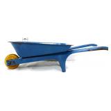 Vintage blue metal toy wheelbarrow