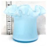 Fenton light blue 4in hat vase