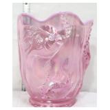 Fenton pink iridescent 8in Atlantis fish vase