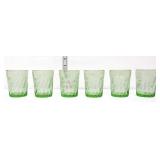 Lot of 6 green depression juice glasses