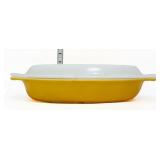 Vntg Pyrex 1.5qt divided dish w/ sunflower lid