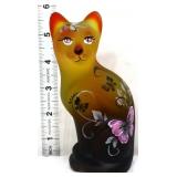 Fenton M Kibble amberina cat with butterfly