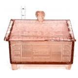 Pink glass cough drop box see photos