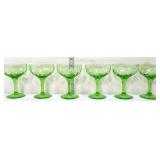 Lot of 6 green depression champagne coupes