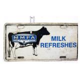 Vtg metal MMPA Milk Refreshes license plate
