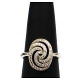 Sterling white sapphire oval pave ring, lab grown