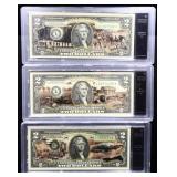 3 slabbed UC WWII battles $2 paper notes