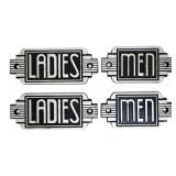 2 pairs Deco style iron bathroom signs