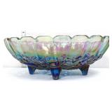 Vntg blue carnival footed fruit bowl