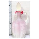Satin milk glass cased cruet