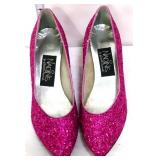 Pair Nadine fuchsia glitter heels