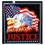 Porcelain 9.5x10.75 Justice American Flag sign