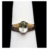 Sterling light green sapphire ring, lab created
