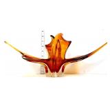 Amber art glass unique shape bowl