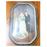 Vtg 14x22 framed wedding portrait