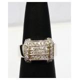Sterling white sapphire mens ring, lab created
