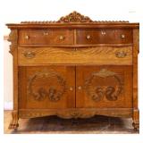 Vintage carved oak buffet