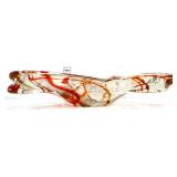 Clear/orange art glass 9x9 triangle bowl