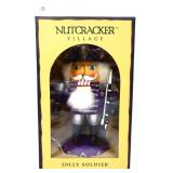 Jolly Soldier Nutcracker Village ornament in box