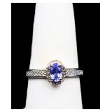 Sterling oval cut tanzanite ring, lab created