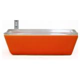 Vntg Pyrex orange #503 fridge dish with lid